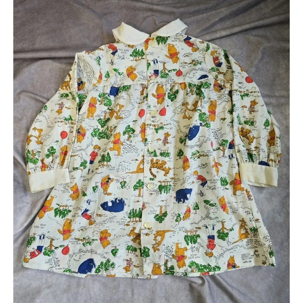 Vintage Winnie the Pooh Bear Dress 70s Sears 100 ACRE WOOD Size 6 Flaws